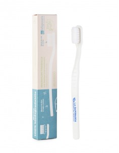 Spazzolino Fibra Vegetale Setole Morbide - Bianco Blu|La Saponaria|Wingsbeat