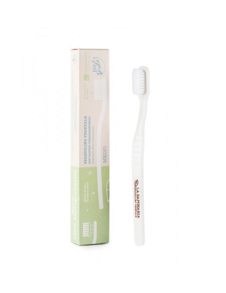 Spazzolino Fibra Vegetale Setole Morbide - Bianco Verde|La Saponaria|Wingsbeat