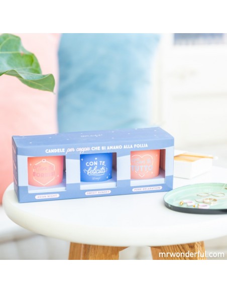 Set di 3 candele per coppie che si amano alla|Mr. Wonderful|Wingsbeat Set di 3 candele per coppie che si amano alla|Mr. Wonderful|Wingsbeat