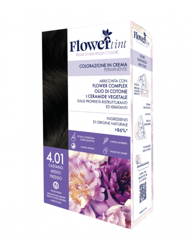 Tinta Capelli 4.01 Castano Medio Freddo | FlowerTint | Wingsbeat