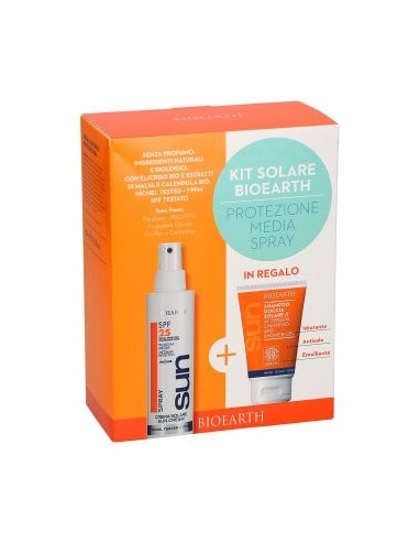 Kit Solare Spray Protezione Media SPF25 + Doccia Shampoo Solare di Bioearth - Wingsbeat Kit Solare Spray Protezione Media SPF25 + Doccia Shampoo Solare di Bioearth - Wingsbeat