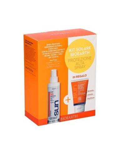 Kit Solare Spray Protezione Alta SPF50 150ml + Doccia Shampoo Solare 50ml - Bioearth - Wingsbeat Kit Solare Spray Protezione Alta SPF50 150ml + Doccia Shampoo Solare 50ml - Bioearth - Wingsbeat