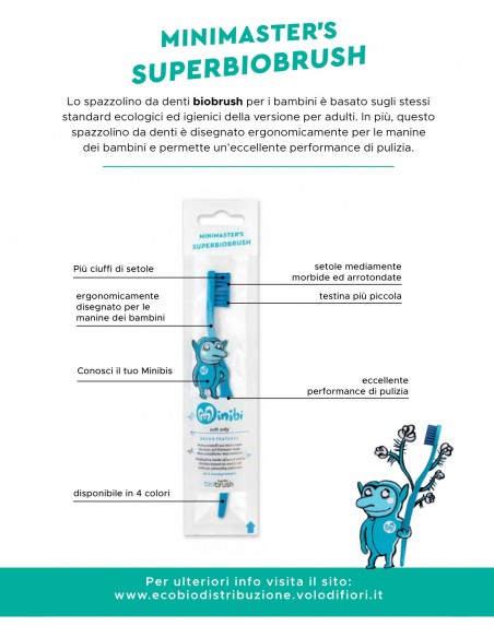 Spazzolino da denti Baby biodegradabile - Blu - Biobrush Berlino - Wingsbeat