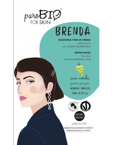 Brenda Maschera viso in crema Uva Verde Pelle Secca | Purobio| Wingsbeat