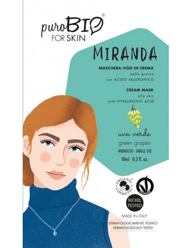 Miranda maschera viso in crema pelli grasse - uva verde