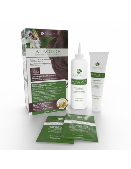 Tinta per Capelli Permanente 5.35 Castano Chiaro Dorato Mogano|Alkemilla|Wingsbeat Tinta per Capelli Permanente 5.35 Castano Chiaro Dorato Mogano|Alkemilla|Wingsbeat
